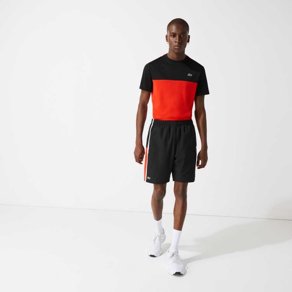 Lacoste SPORT Colorblock Panels Lätta Shorts Svarta Röda Vita | OILMX-6054