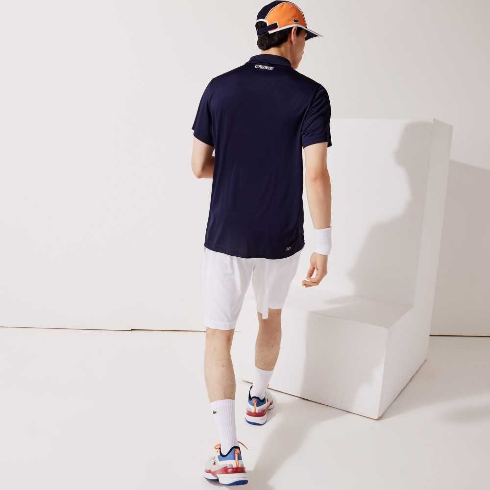 Lacoste SPORT Colorblock Pique And Mesh Marinblå Blå Gula Orange Vita | NOCTM-7204