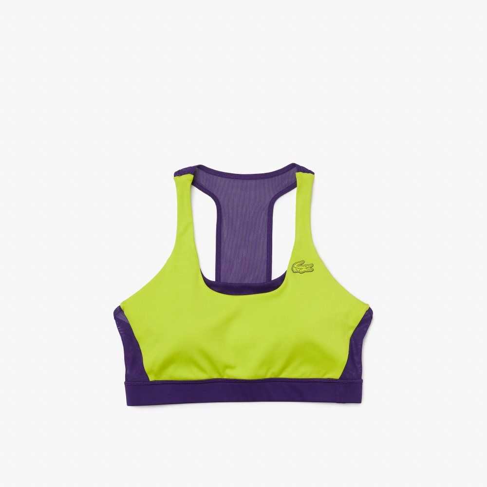 Lacoste SPORT Colorblock Recycled Polyester Sports Bra Gula Lila | FATGY-5123