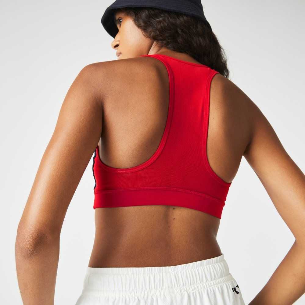 Lacoste SPORT Colorblock Recycled Polyester Sports Bra Marinblå Blå Röda Gröna | KHOMN-2308