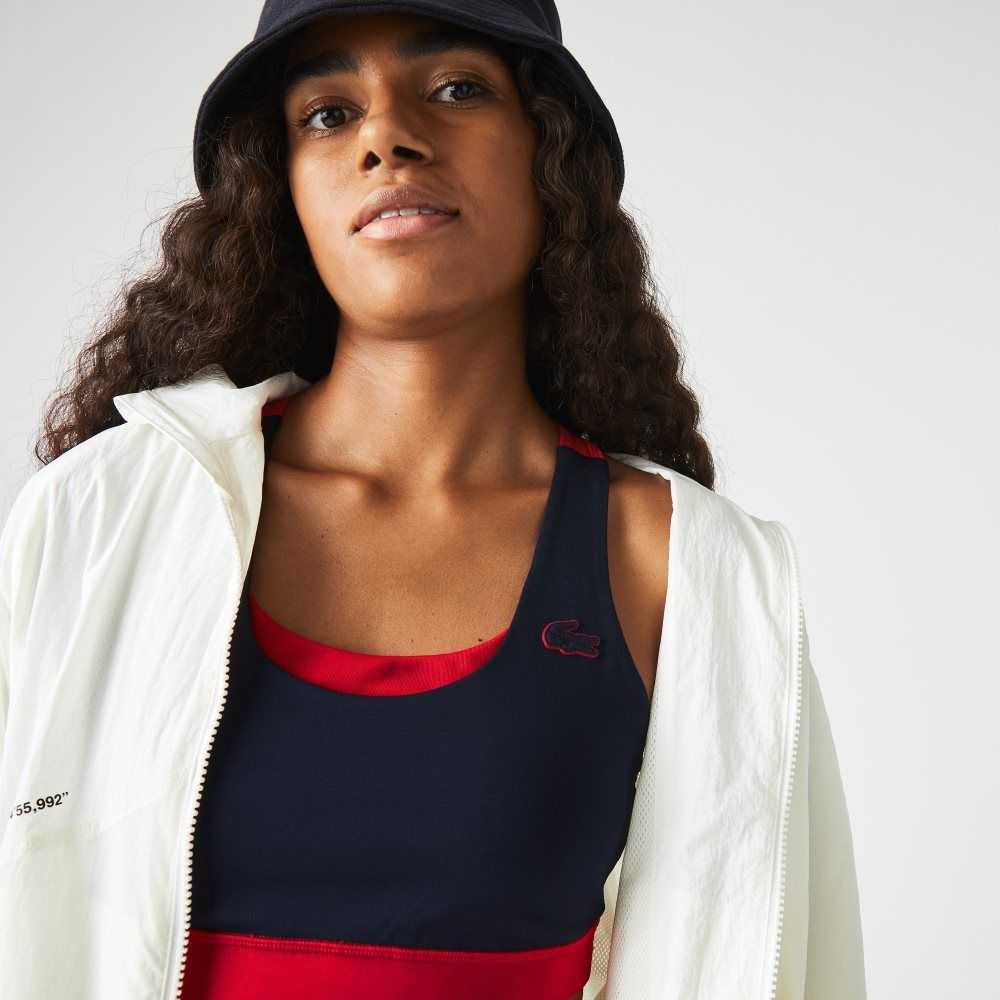 Lacoste SPORT Colorblock Recycled Polyester Sports Bra Marinblå Blå Röda Gröna | KHOMN-2308