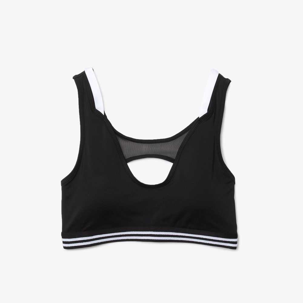 Lacoste SPORT Contrast Accents Sports Bra Svarta Vita Svarta | JXMGT-4920