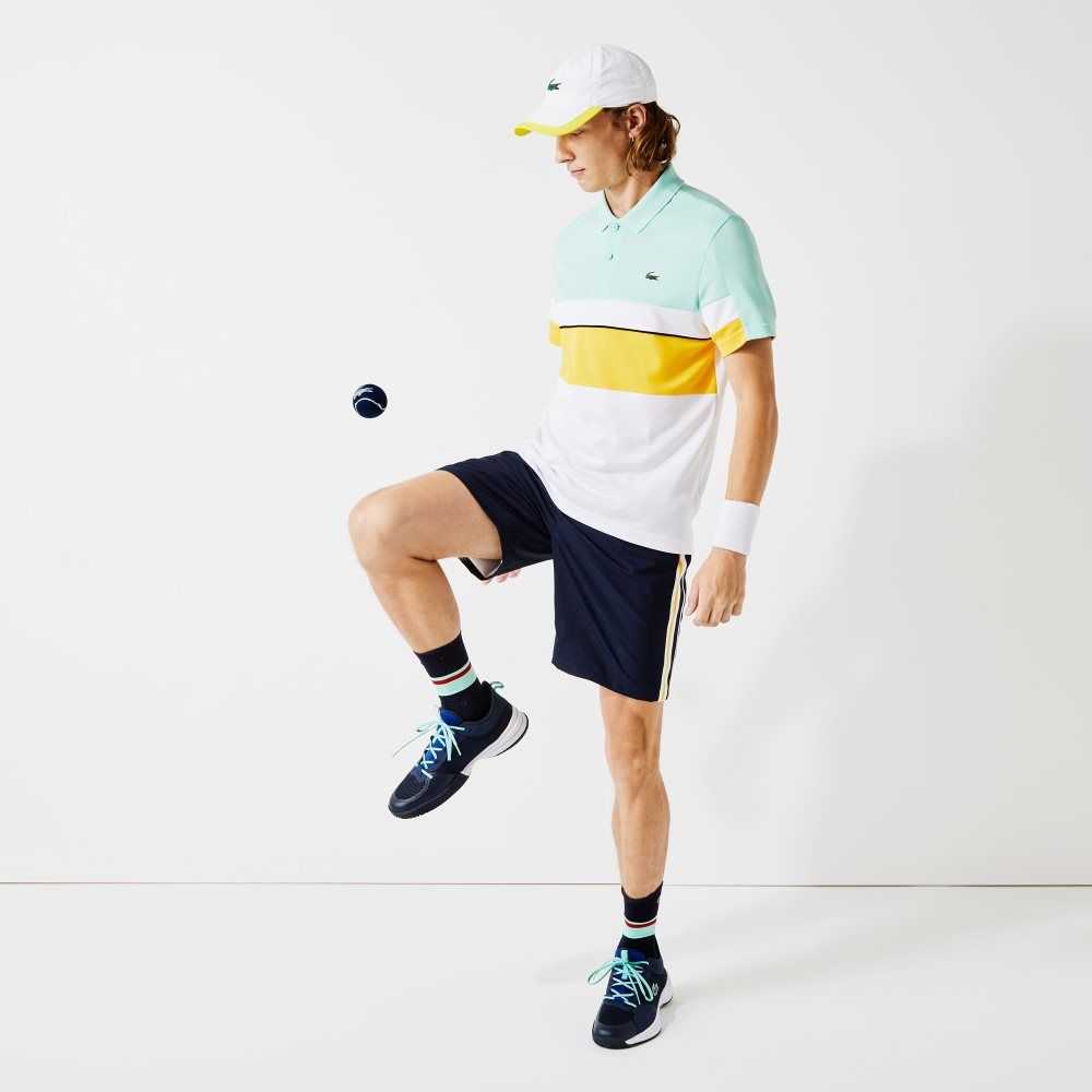 Lacoste SPORT Contrast Bands Lätta Marinblå Blå Gula Vita | BXEYD-8524