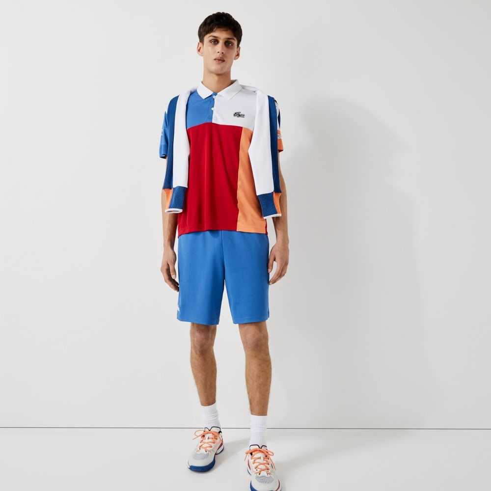 Lacoste SPORT Contrasting Elasticized Midja Jacquard Blå Svarta Vita | LGZMY-7463