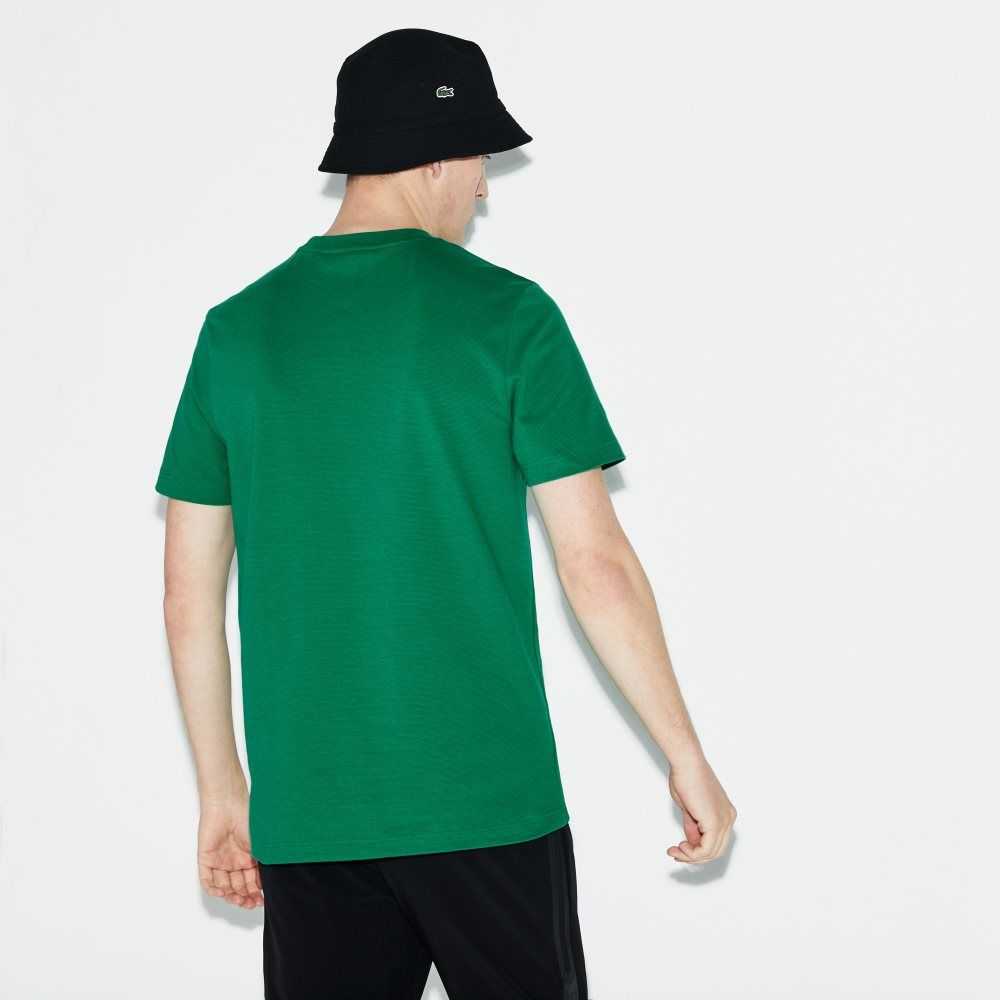 Lacoste SPORT Crew Neck Lettered Ultra Light Bomull Gröna Vita | UPCJF-9250