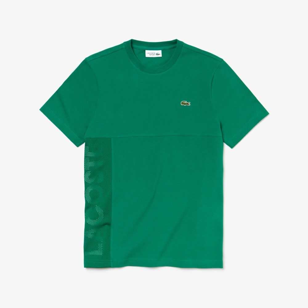 Lacoste SPORT Crew Neck Lettered Ultra Light Bomull Gröna Vita | UPCJF-9250