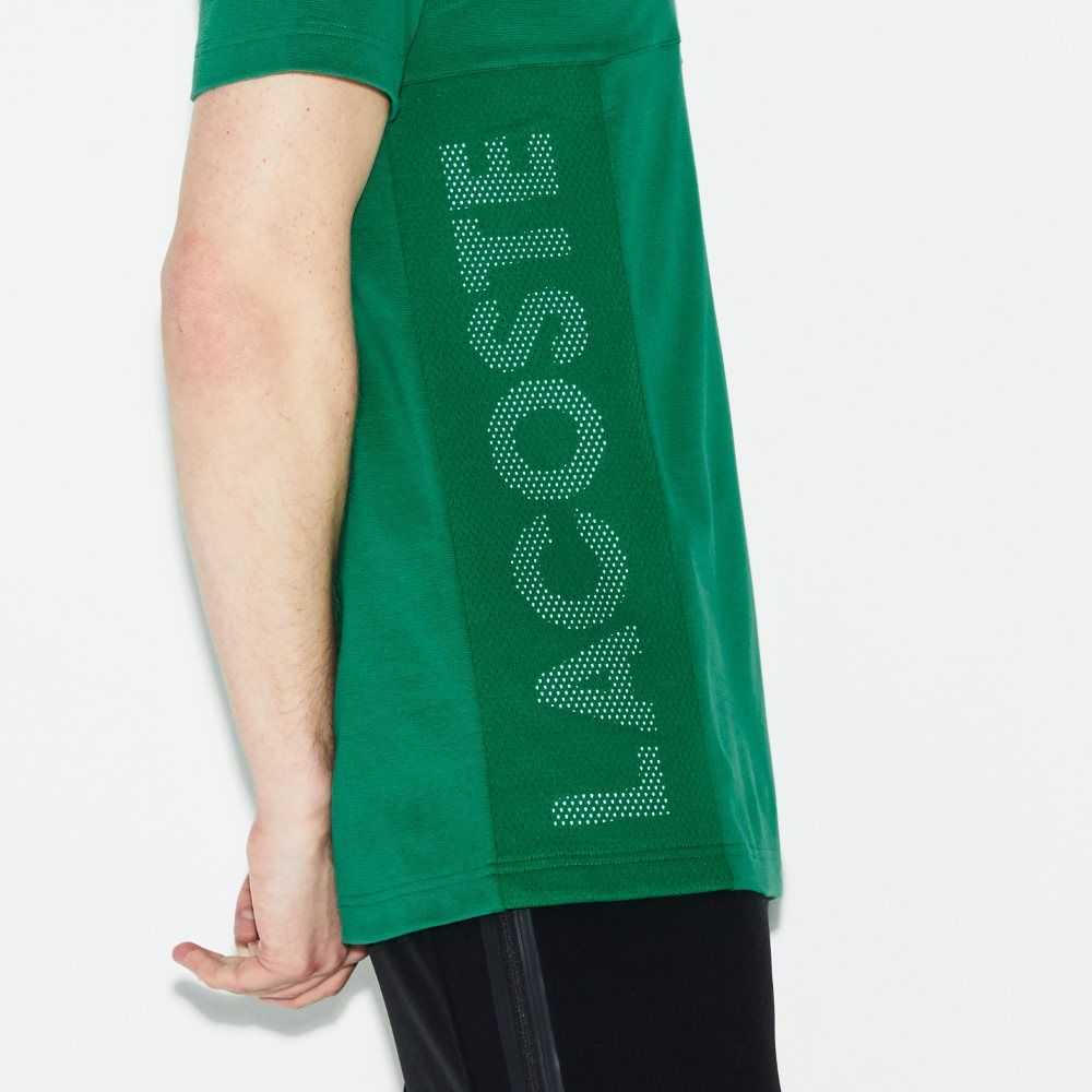 Lacoste SPORT Crew Neck Lettered Ultra Light Bomull Gröna Vita | UPCJF-9250