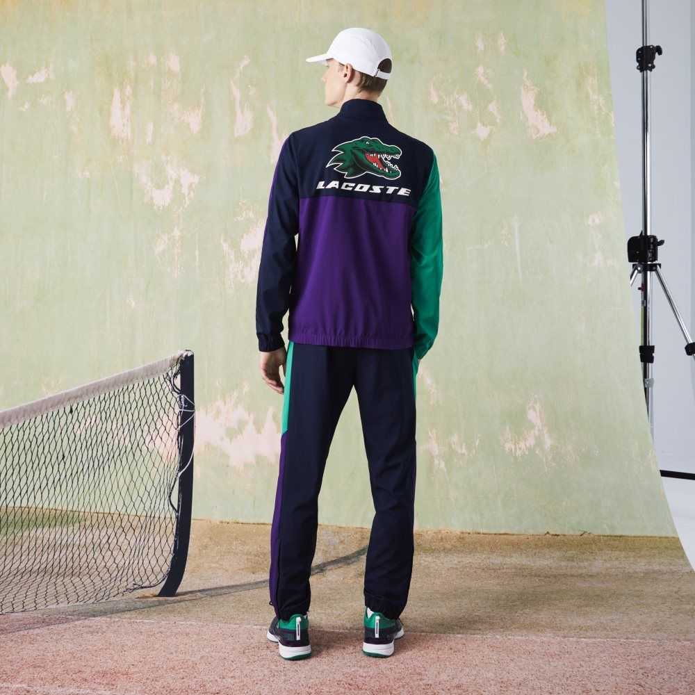 Lacoste SPORT Crocodile Print Tennis Tracksuit Marinblå Blå Gröna Lila Vita | CASZT-5241