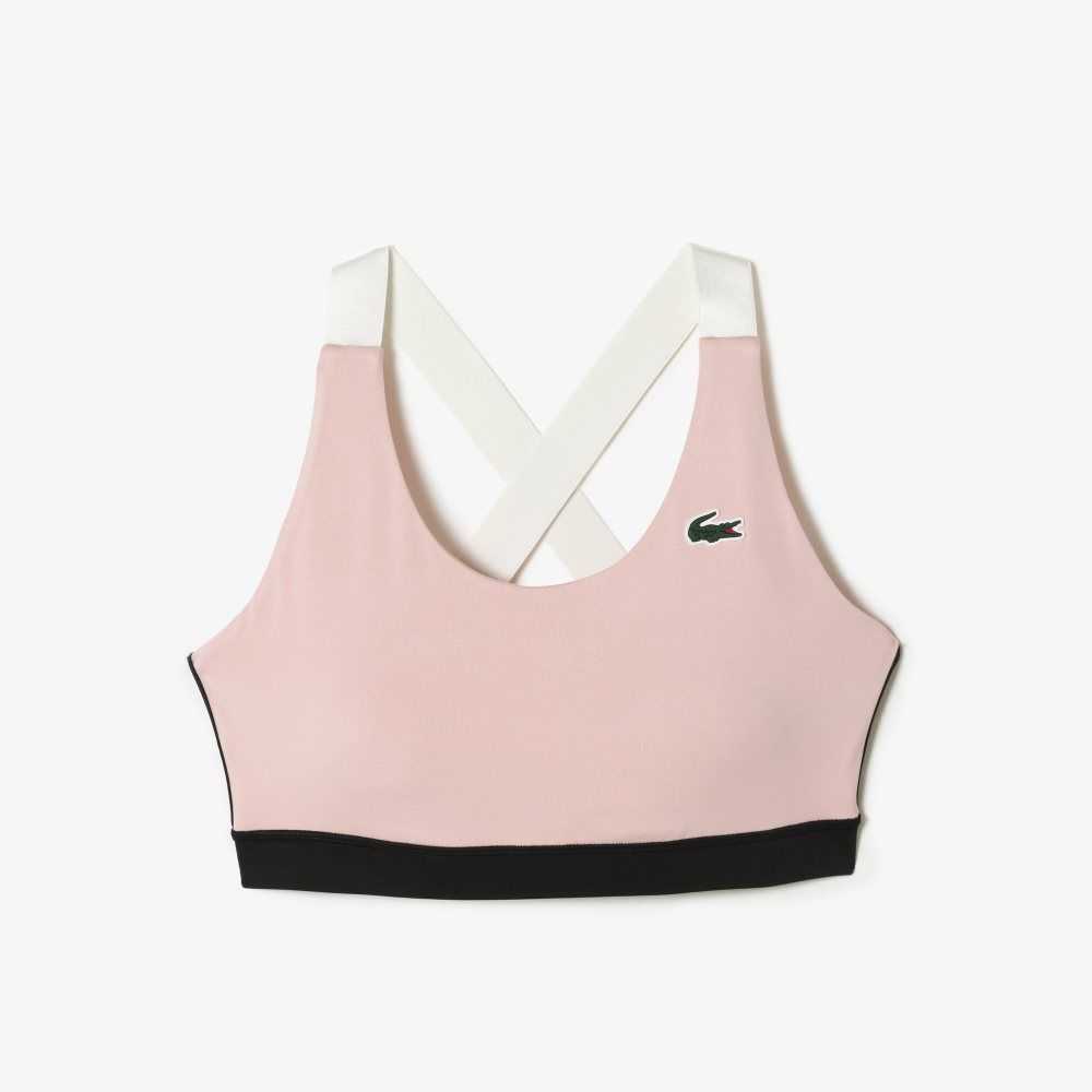 Lacoste SPORT Cross Rem Sports Bra Rosa Svarta Vita | YNLAV-1506