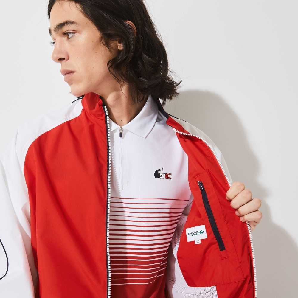 Lacoste SPORT French Sporting Spirit Edition Vatten-Resistant Zip Röda Vita Marinblå Blå | QVXKS-3706