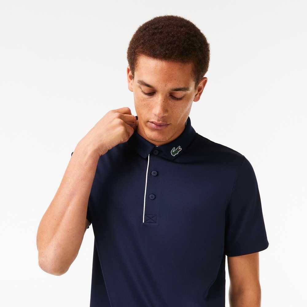 Lacoste SPORT Jersey Golf Marinblå Blå Vita | EUAWC-3847