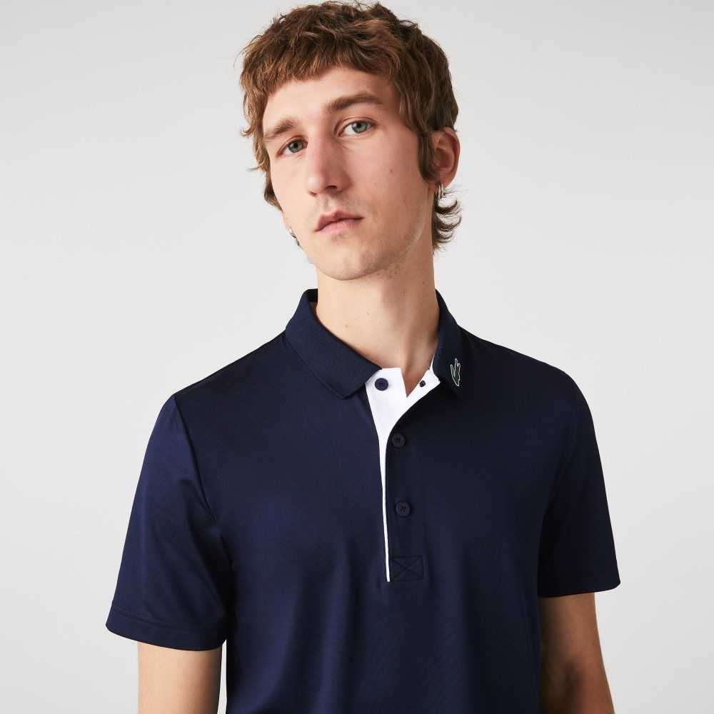 Lacoste SPORT Jersey Golf Marinblå Blå Vita | EUAWC-3847