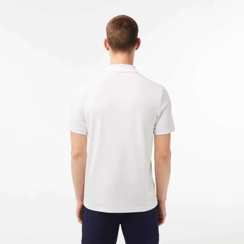 Lacoste SPORT Jersey Golf Vita Marinblå Blå | CXMBG-3742