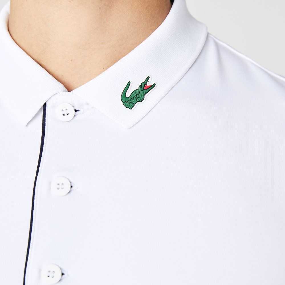 Lacoste SPORT Jersey Golf Vita Marinblå Blå | CXMBG-3742