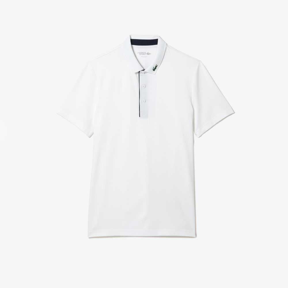 Lacoste SPORT Jersey Golf Vita Marinblå Blå | CXMBG-3742