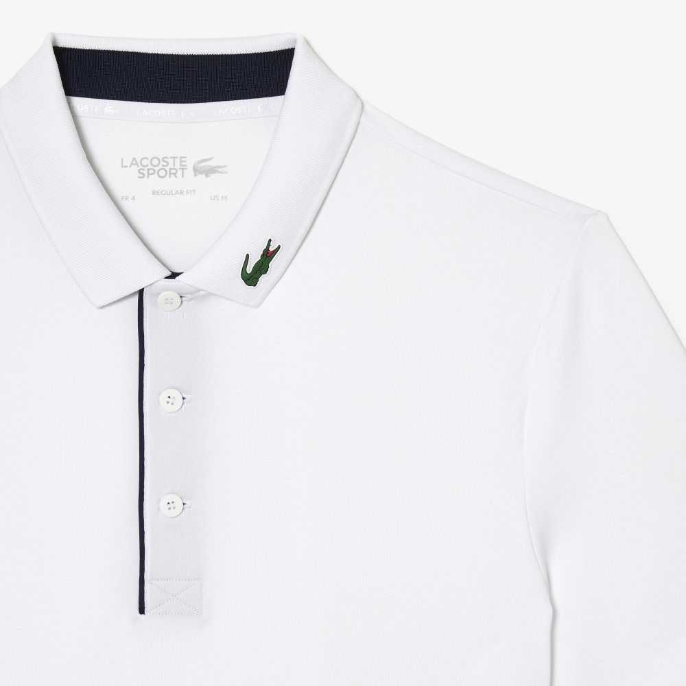 Lacoste SPORT Jersey Golf Vita Marinblå Blå | CXMBG-3742