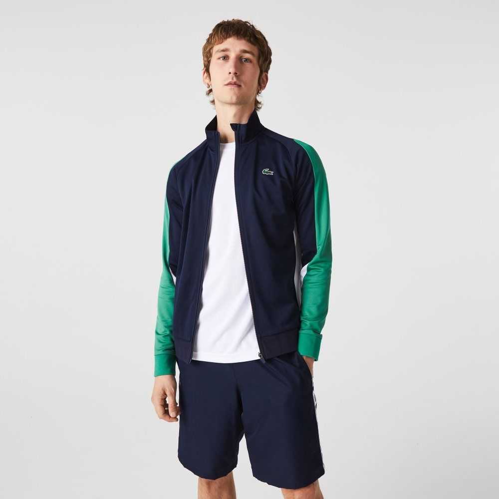 Lacoste SPORT Klassiska Fit Zip Tennis Marinblå Blå Gröna Vita | PJAIF-7316