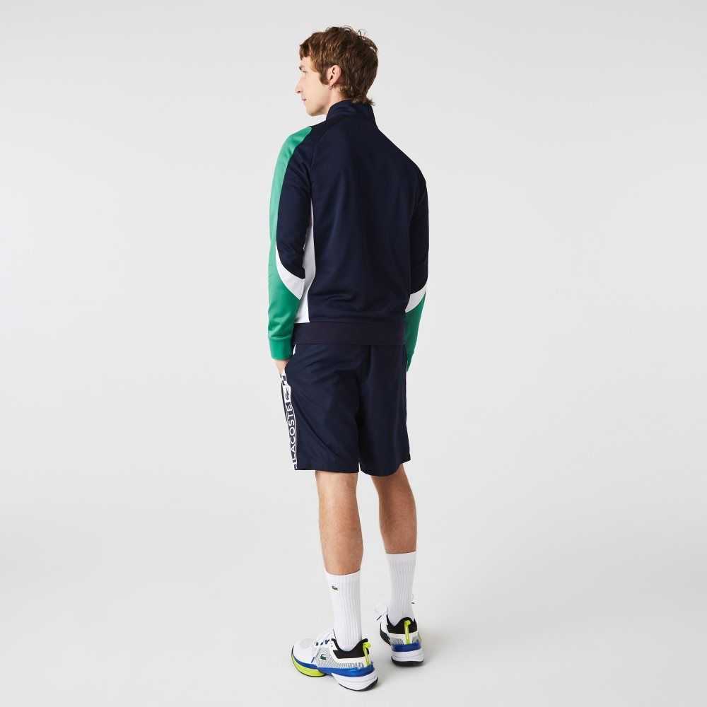 Lacoste SPORT Klassiska Fit Zip Tennis Marinblå Blå Gröna Vita | PJAIF-7316