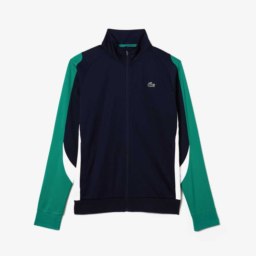 Lacoste SPORT Klassiska Fit Zip Tennis Marinblå Blå Gröna Vita | PJAIF-7316