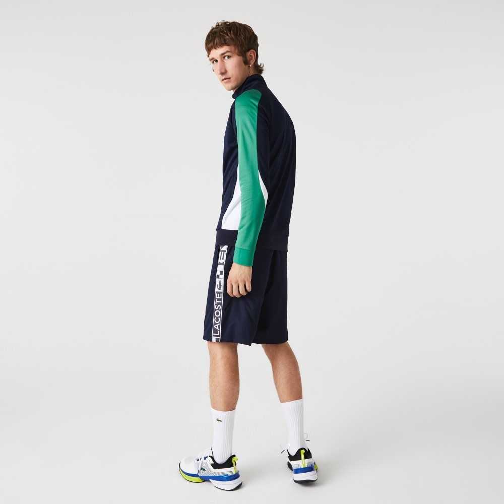 Lacoste SPORT Klassiska Fit Zip Tennis Marinblå Blå Gröna Vita | PJAIF-7316