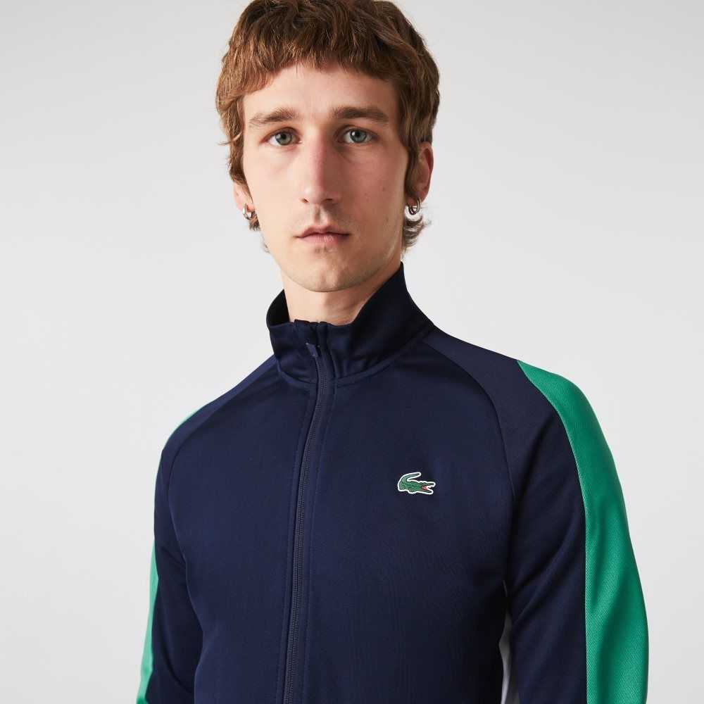 Lacoste SPORT Klassiska Fit Zip Tennis Marinblå Blå Gröna Vita | PJAIF-7316