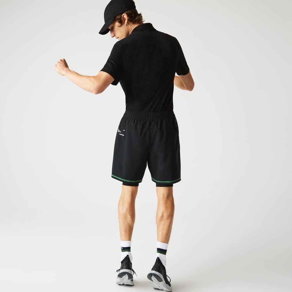 Lacoste SPORT Layered Svarta Gröna Vita | YIFQZ-6278