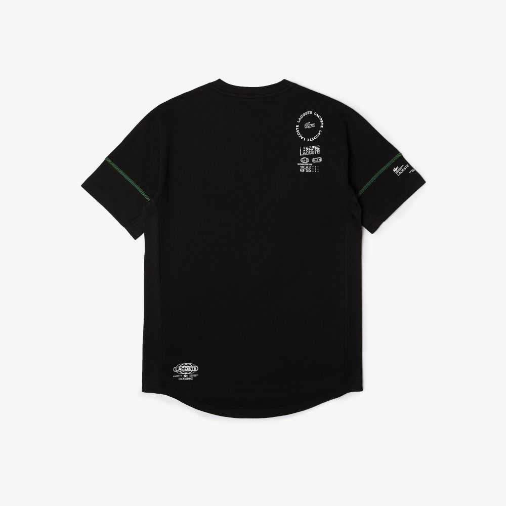 Lacoste SPORT Lettered Technical Bomull Svarta Vita | XPOQS-9326