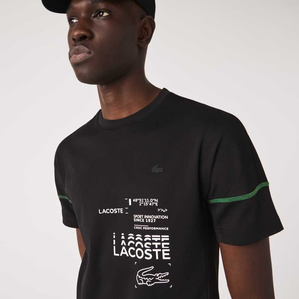 Lacoste SPORT Lettered Technical Bomull Svarta Vita | XPOQS-9326