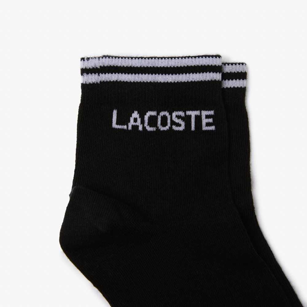 Lacoste SPORT Low-Cut Bomull Sock Two-Pack Svarta Vita | CELGI-2586