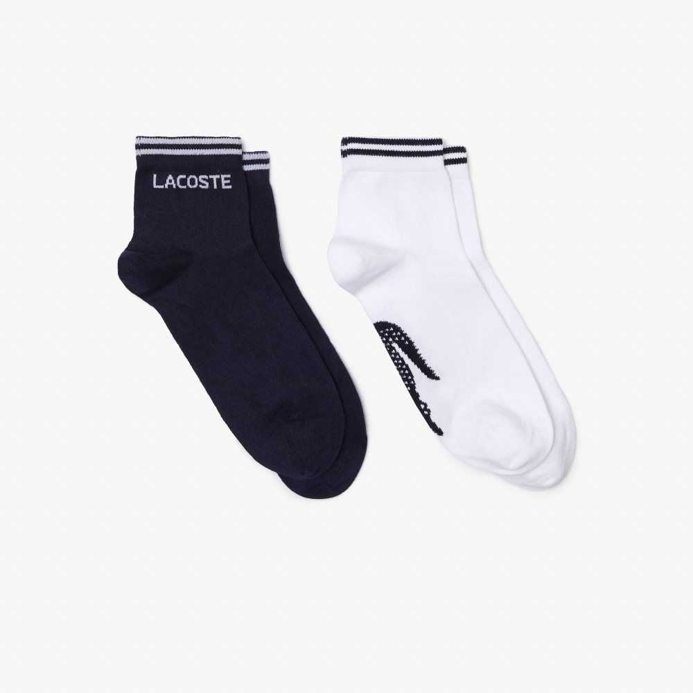 Lacoste SPORT Low-Cut Bomull Sock Two-Pack Marinblå Blå Vita | NEPBO-5132