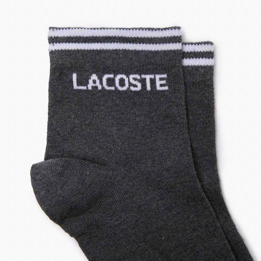 Lacoste SPORT Low-Cut Bomull Sock Two-Pack Grå Vita | VQYEA-9581