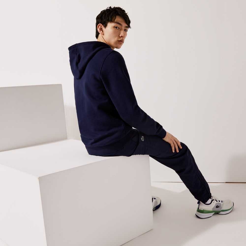 Lacoste SPORT Lätta Bi-material Hoodie Marinblå Blå | EPMSY-3165