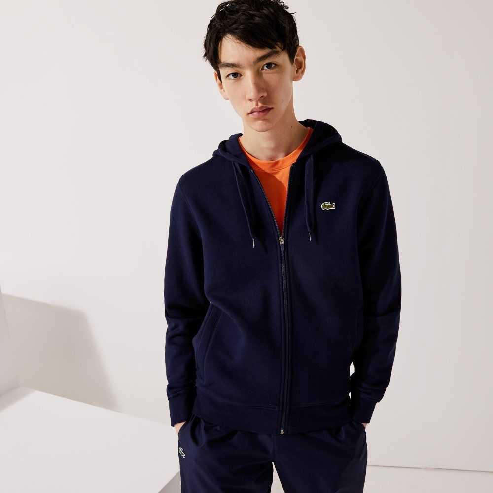 Lacoste SPORT Lätta Bi-material Hoodie Marinblå Blå | EPMSY-3165