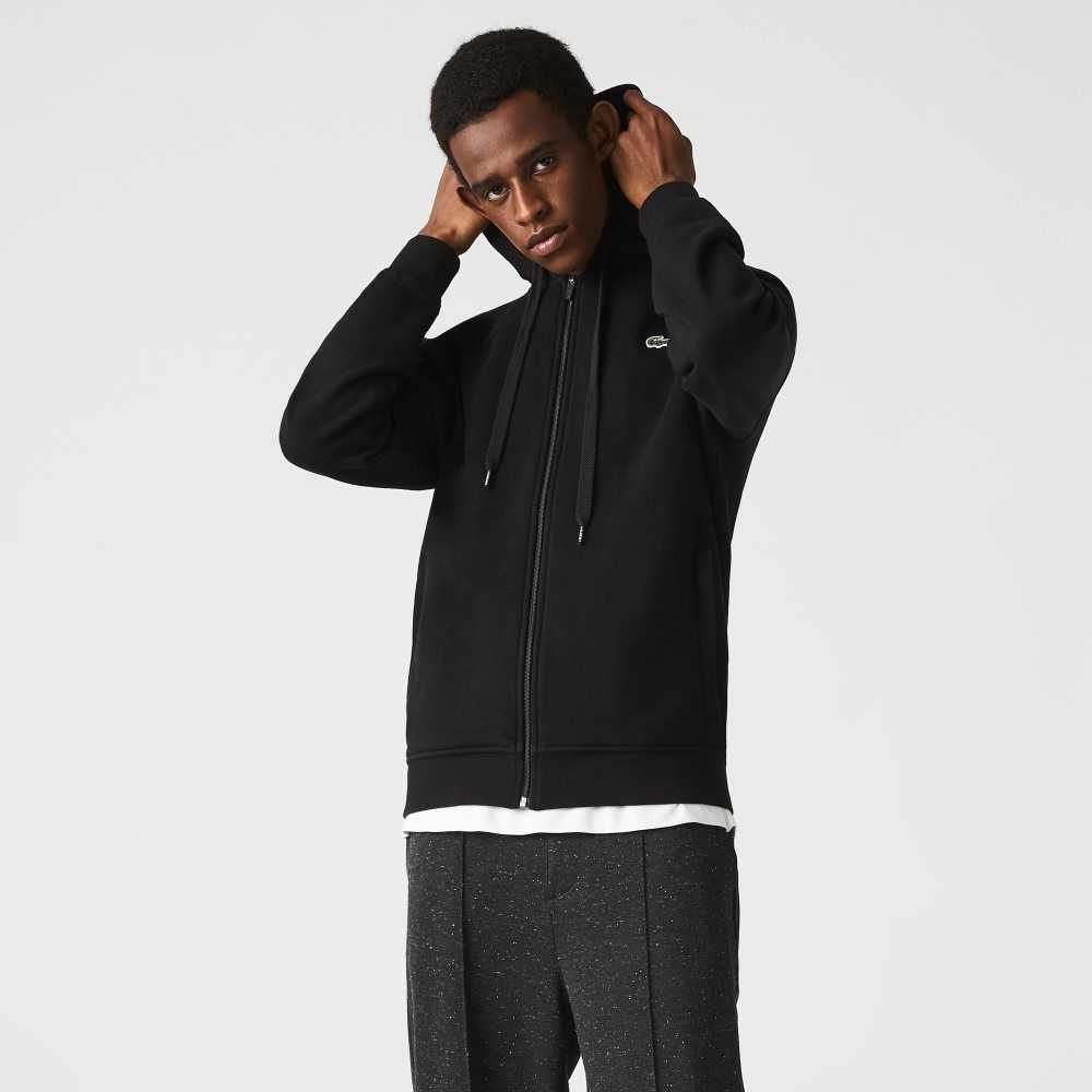 Lacoste SPORT Lätta Bi-material Hoodie Svarta | CYOZI-9720