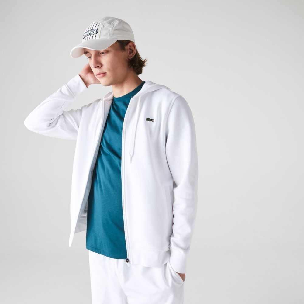 Lacoste SPORT Lätta Bi-material Hoodie Vita | PRSXZ-8601