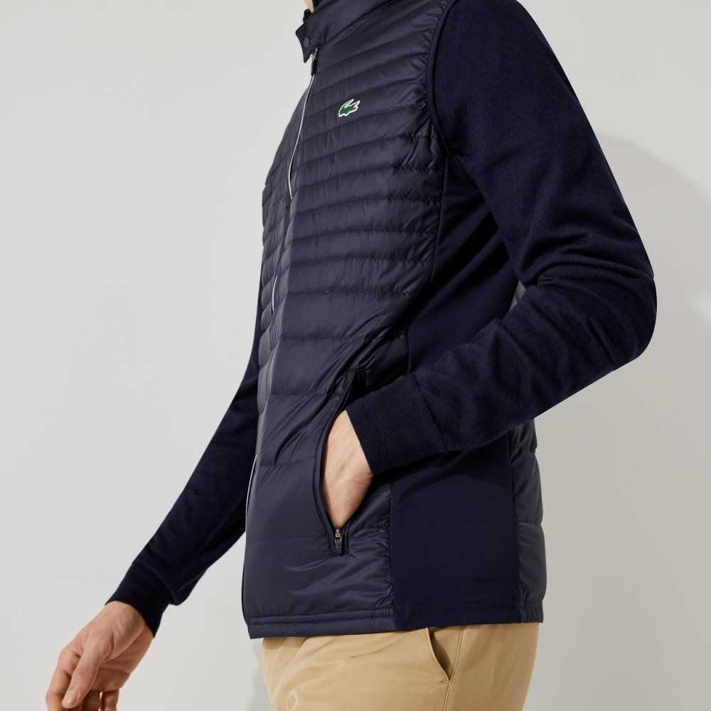 Lacoste SPORT Lätta Vatten-Resistant Quiltad Golf Vest Marinblå Blå | VEUSI-7483