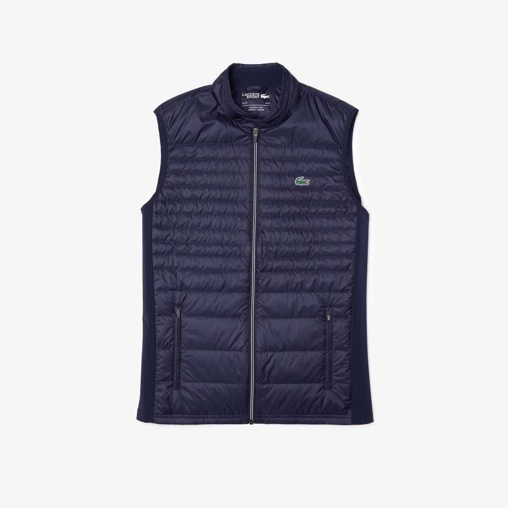 Lacoste SPORT Lätta Vatten-Resistant Quiltad Golf Vest Marinblå Blå | VEUSI-7483