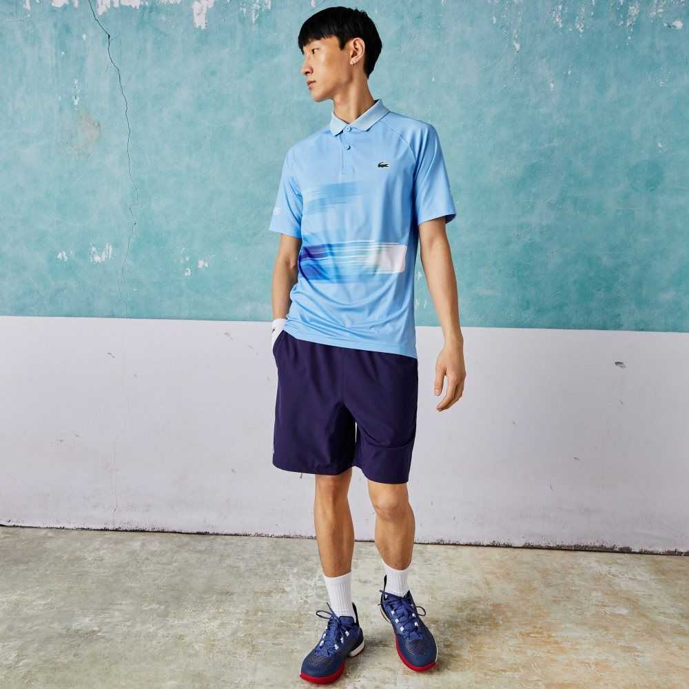 Lacoste SPORT Novak Djokovic Print Stretch Blå Vita | OVWJX-2984