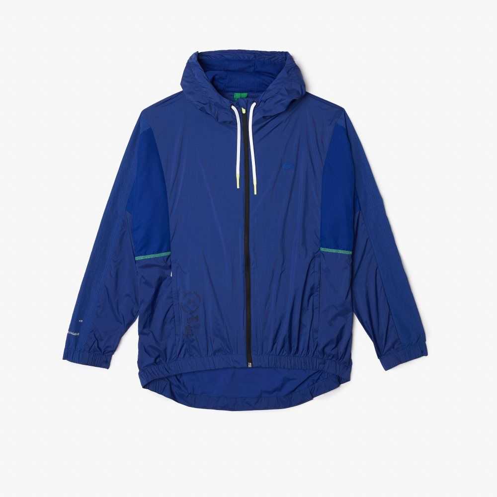 Lacoste SPORT Packable Nylon Zip Blå Svarta | QAFEW-8250