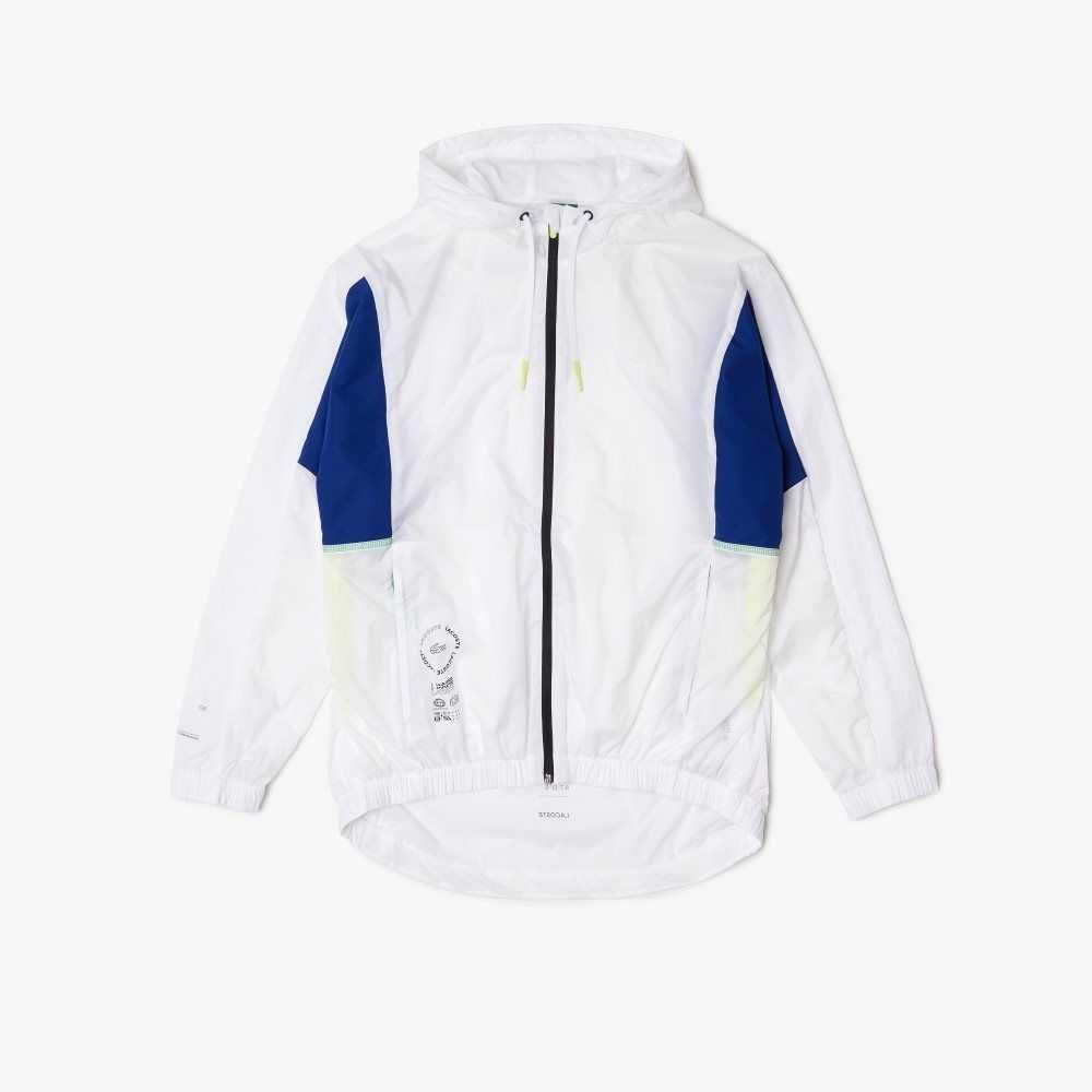 Lacoste SPORT Packable Nylon Zip Vita Blå Gula Svarta | OYSAU-5892