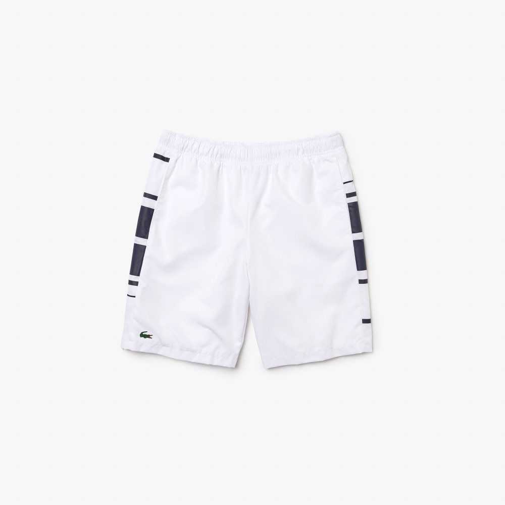 Lacoste SPORT Printed Side Bands Vita Marinblå Blå | ZYICM-9402