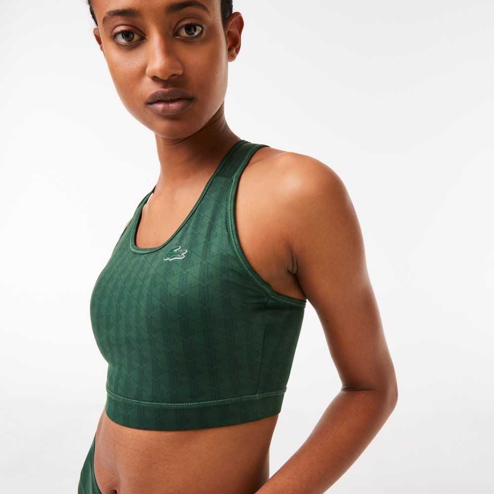 Lacoste SPORT Printed Sports Bra Gröna | VBLYF-3926