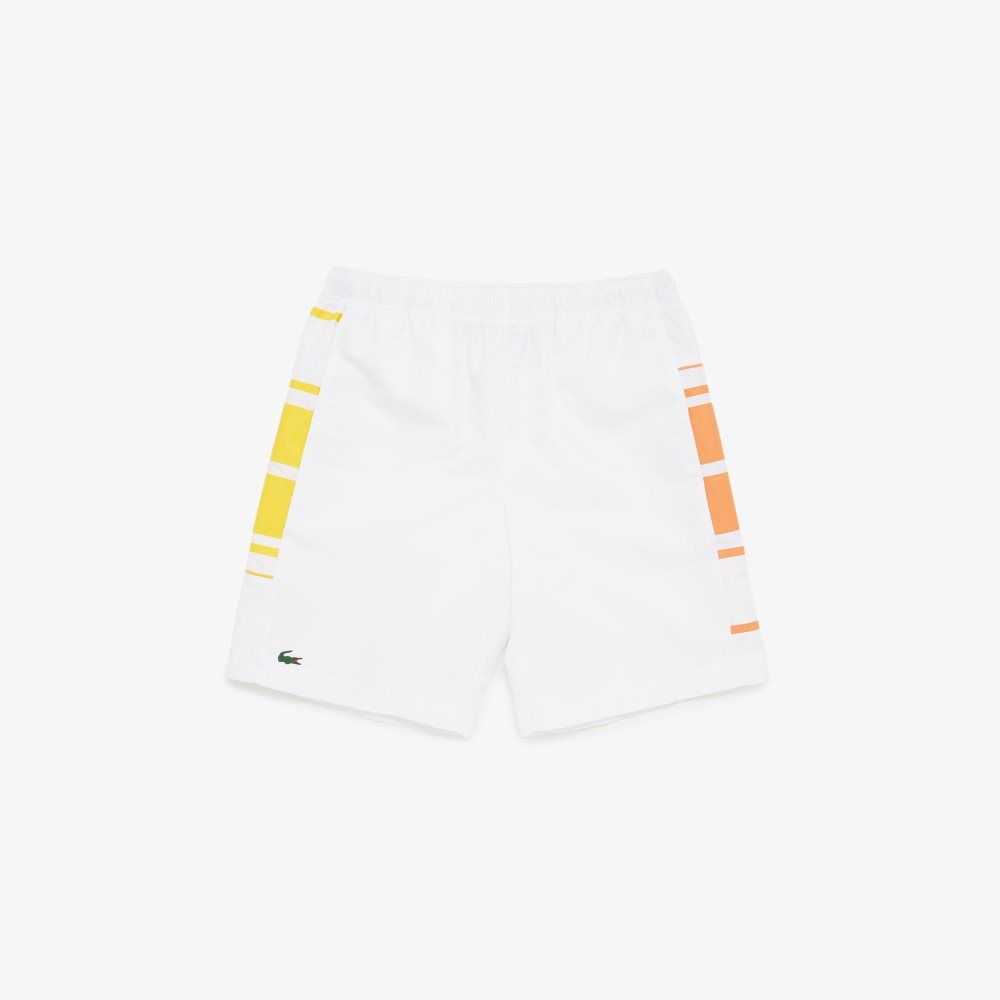 Lacoste SPORT Randig Vita Gula Orange | MYQCN-4506