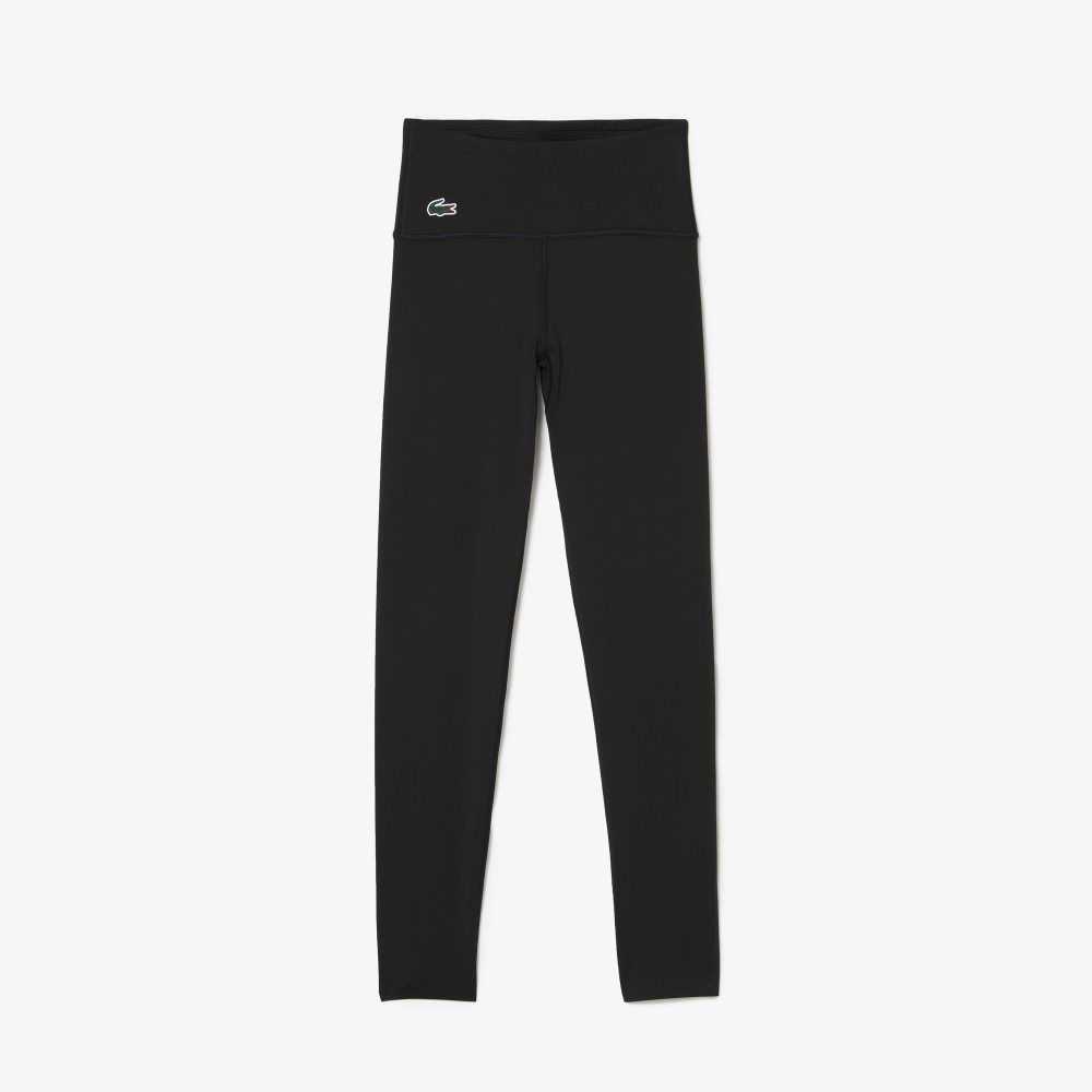 Lacoste SPORT Recycled Polyester Sculpting Leggings Svarta | QVBUG-3972