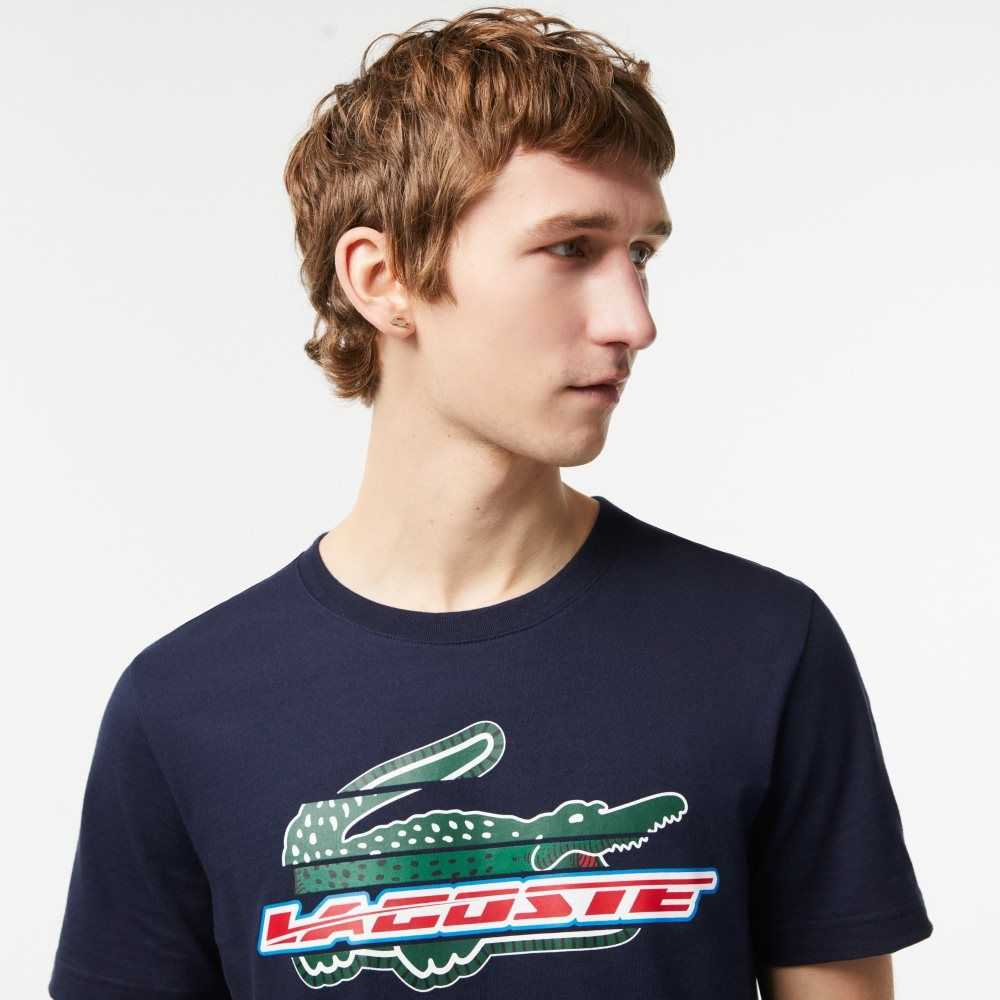 Lacoste SPORT Regular Fit Organic Bomull Marinblå Blå | QWVOX-6057