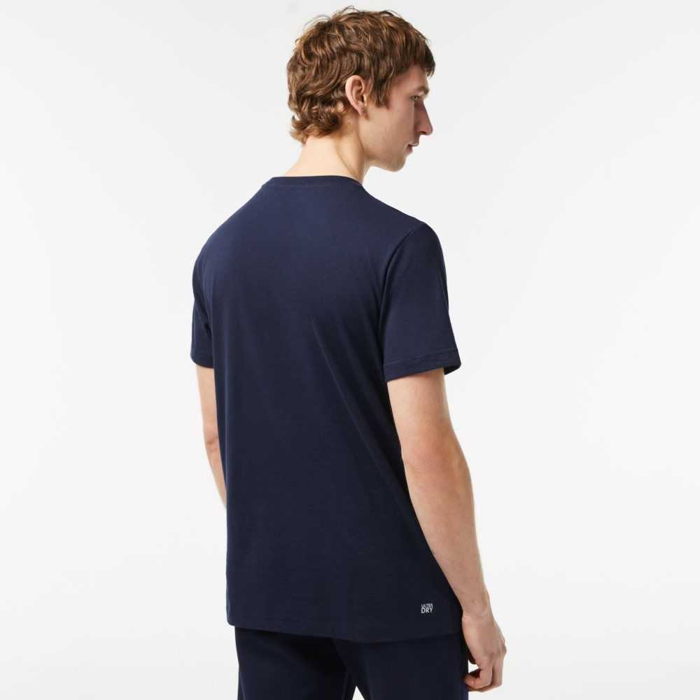 Lacoste SPORT Regular Fit Organic Bomull Marinblå Blå | QWVOX-6057