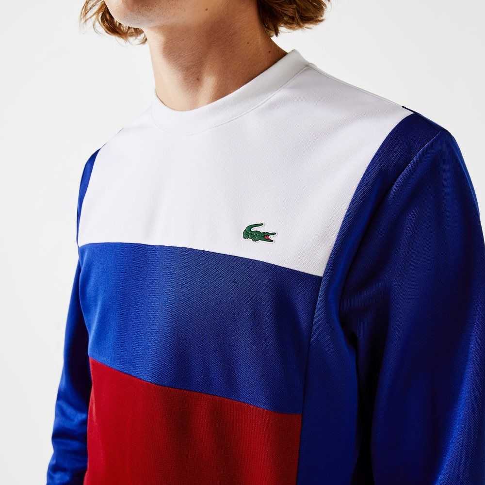 Lacoste SPORT Resistant Colorblock Pique Vita Blå Röda Vita Blå | BFWTJ-4237