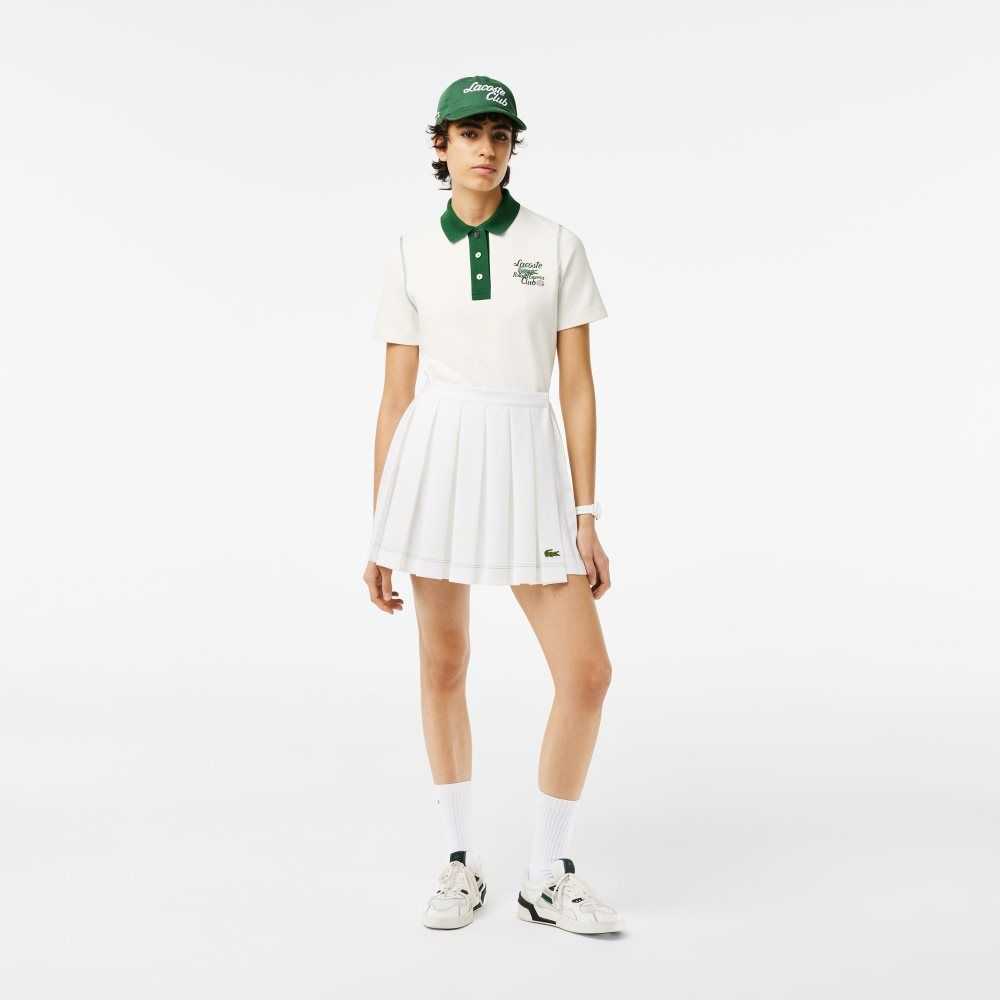 Lacoste SPORT Roland Garros Edition Bomull Pique Vita Gröna | JREAG-4028