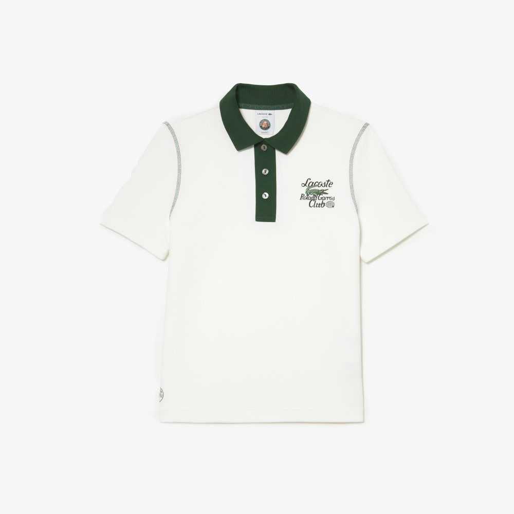 Lacoste SPORT Roland Garros Edition Bomull Pique Vita Gröna | JREAG-4028