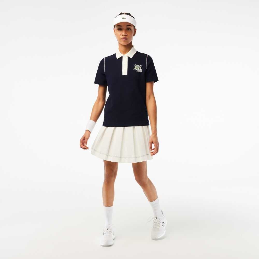 Lacoste SPORT Roland Garros Edition Bomull Pique Marinblå Blå Vita | VZGMN-1572